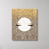 ピンク赤面金ゴールドヒョウ印刷きらびやかな目 キャンバスプリント (正面)