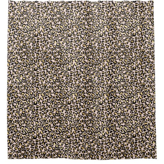 ピンク赤面金ゴールドヒョウ印刷 シャワーカーテン (正面)