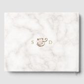 ピンク赤面金ゴールドフラワーズマーブルモノグラム結婚ズ ゲストブック (裏面)