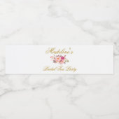 ピンク赤面金ゴールドフローラブライダルシャワーティーパーティー ペットボトルラベル (シングルラベル)