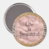 ピンク赤面金ゴールドブラックグリジーグリッターゼブラプリント マグネット (正面/裏面)