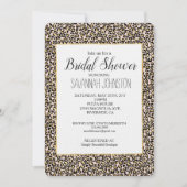 ピンク赤面金ゴールドレオパードプリントブライダルシャワー 招待状 (正面)
