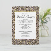 ピンク赤面金ゴールドレオパードプリントブライダルシャワー 招待状 (スタンド正面)