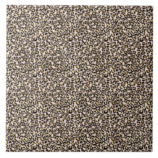 ピンク赤面金ゴールドレオパードプリント タイル (正面)