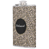ピンク赤面金ゴールドレオパードプリント フラスク (左)