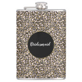 ピンク赤面金ゴールドレオパードプリント フラスク (正面)