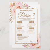 ピンク赤面金ゴールド水彩バラブライダルシャワーゲーム (正面/裏面)