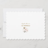 ピンク赤面金ゴールド花写真少女1歳の誕生日 招待状 (裏面)