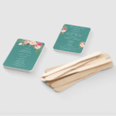 ピンク赤面開花フローラ結婚式 プログラムターコイズ ハンドファン (組立なし)