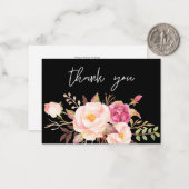 ピンク赤面開花フローラ-白黒小感謝してい ノートカード (正面/裏面インサイチュ)