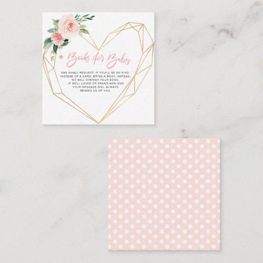 ピンク赤面開花ベビーカード用幾何学本 スクエア名刺 (正面/裏面)