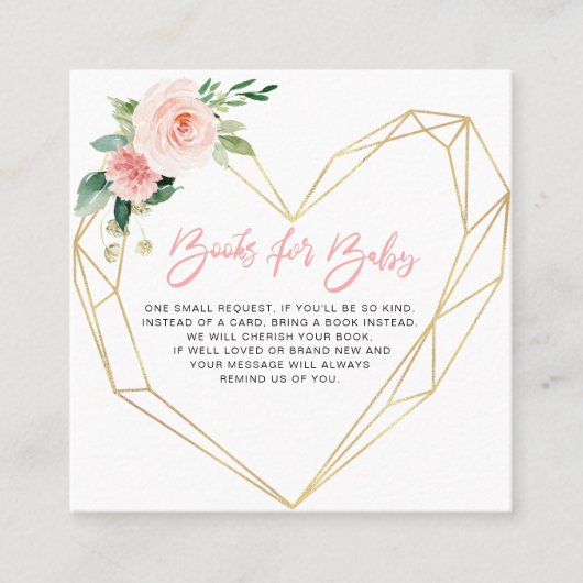 ピンク赤面開花ベビーカード用幾何学本 スクエア名刺 (正面)