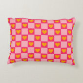 ピンク赤黄色ハート愛市松模様にY2Kパターン アクセントクッション (裏面)