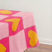 ピンク赤黄色ハート愛市松模様にY2Kパターン テーブルクロス (インサイチュ)