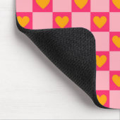 ピンク赤黄色ハート愛市松模様にY2Kパターン マウスパッド (コーナー)