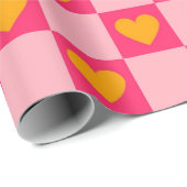 ピンク赤黄色ハート愛市松模様にY2Kパターン ラッピングペーパー (ロールコーナー)