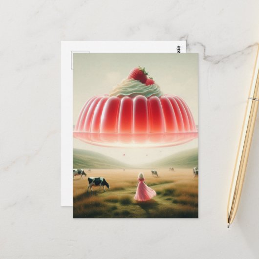 ピンク超現実的な甘いお菓子 ポストカード (正面/裏面インサイチュ)