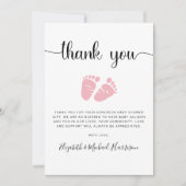 ピンク足ベビーガールシャワーサンキューカード サンキューカード (正面)