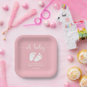 ピンク足ベビーガールシャワー ペーパープレート (パーティー)