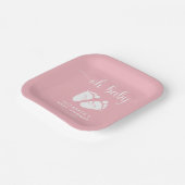 ピンク足ベビーガールシャワー ペーパープレート (傾斜あり)