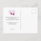 ピンク足赤ちゃんシャワー写真招待状はがき 案内ポストカード (裏面)