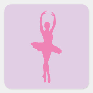 ピンク踊りバレリーナ スクエアシール