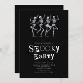 ピンク踊り骨格ミニマルハローウィンパーティ 招待状 (正面/裏面)