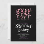 ピンク踊り骨格ミニマルハローウィンパーティ 招待状 (正面)