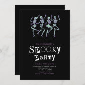 ピンク踊り骨格ミニマルハローウィンパーティ 招待状 (正面/裏面)