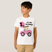 ピンク車の第2誕生日のTシャツおよびギフトの女の子 Tシャツ (正面フル)