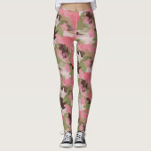 ピンク軍隊カーキブラウングリーンカモフラージュパターン レギンス (正面)