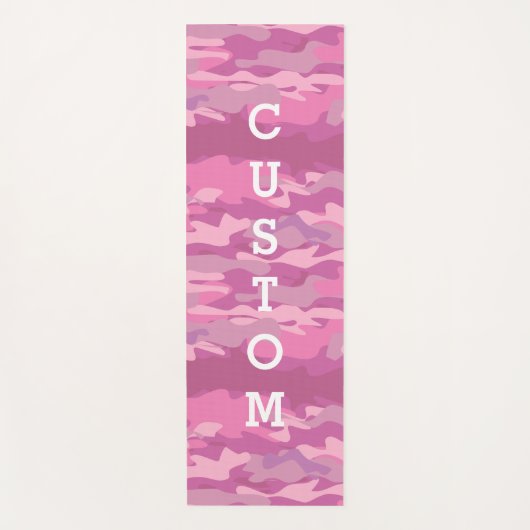 ピンク軍隊迷彩柄軍の迷彩模様が濃い ヨガマット (正面)