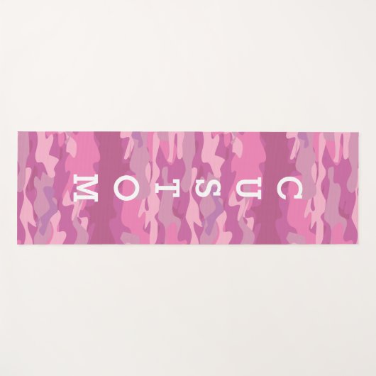 ピンク軍隊迷彩柄軍の迷彩模様が濃い ヨガマット (正面(横))