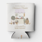 ピンク農家ズマーケットファームフレッシュ誕生日の好意 缶クーラー (正面)