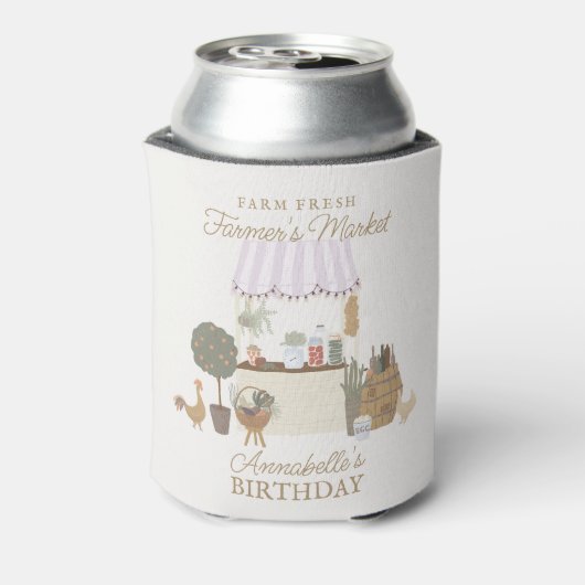 ピンク農家ズマーケットファームフレッシュ誕生日の好意 缶クーラー (缶裏面)