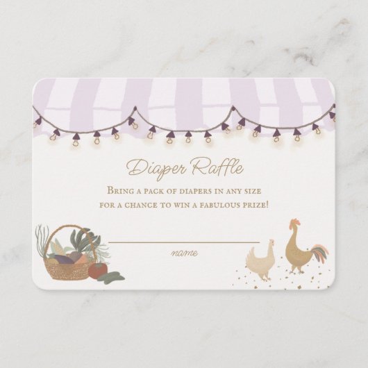 ピンク農家マーケットファームおむつラッフルインサート エンクロージャーカード (正面)