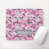 ピンク迷彩柄のパタパーソナライズされたーン名 マウスパッド (マウス)