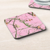 ピンク迷彩柄カモフラージュ狩りガールドリンクコースター コースター (左側)