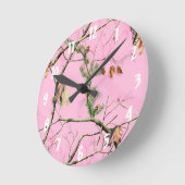 ピンク迷彩柄カモフラージュ狩りガール実在ガールウォールクロック ラウンド壁時計 (傾斜)