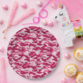 ピンク迷彩柄カモフラージュ ペーパープレート (パーティー)