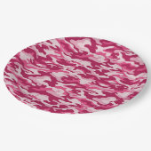 ピンク迷彩柄カモフラージュ ペーパープレート (アングル)