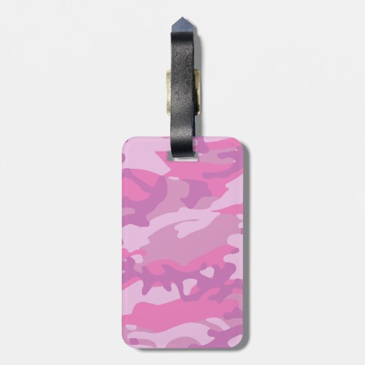 ピンク迷彩柄カモフラージュ ラゲッジタグ (裏面縦)