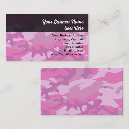 ピンク迷彩柄カモフラージュ 名刺 (正面/裏面)
