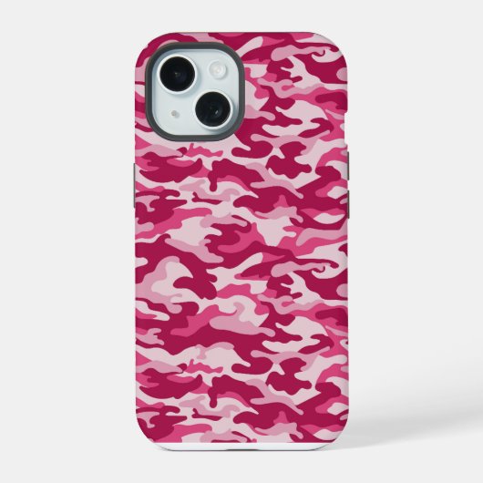 ピンク迷彩柄カモフラージュ iPhone 15ケース (裏面)