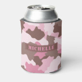 ピンク迷彩柄ガーリーカモフラージモノグラム名 缶クーラー (缶裏面)