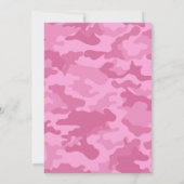 ピンク迷彩柄ブライダルシャワーまたは婚約パーティ 招待状 (裏面)