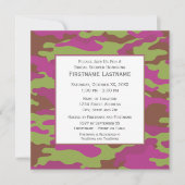 ピンク迷彩柄ブライダルシャワーまたは婚約パーティ 招待状 (正面)