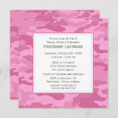 ピンク迷彩柄ブライダルシャワーまたは婚約パーティ 招待状 (正面/裏面)