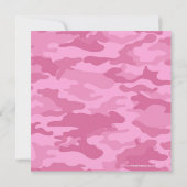ピンク迷彩柄ブライダルシャワーまたは婚約パーティ 招待状 (裏面)