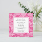 ピンク迷彩柄ベビーシャワーまたはパーティー 招待状 (スタンド正面)